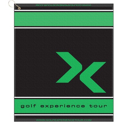 16" X 19" Designer Woven Golf Towel W/ Scrubbers