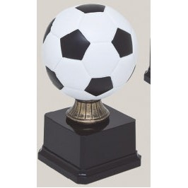 Painted Large Soccer Sport Ball Resin Trophy w/7"x3.5" Black Base