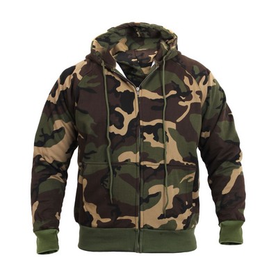 Woodland Camo Thermal Lined Zipper Hooded Sweatshirt (S to XL)