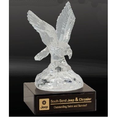 Sculpted Glass Eagle Award on Black Marble Base