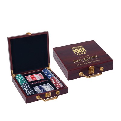 100 Chip Poker Set in Rosewood Case