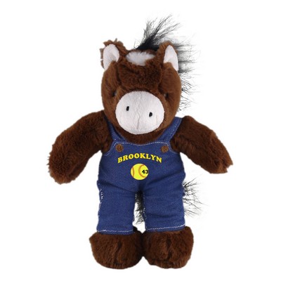 Soft Plush Stuffed Horse in denim overall.