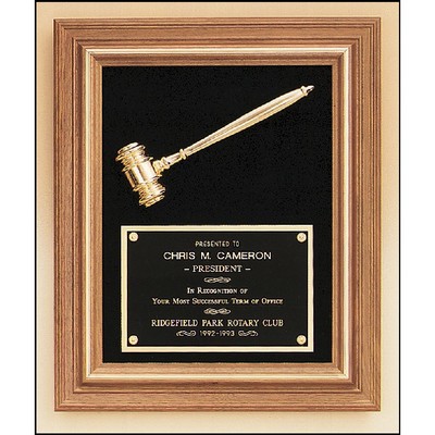 Walnut Frame Gavel Plaque 15x18 Black