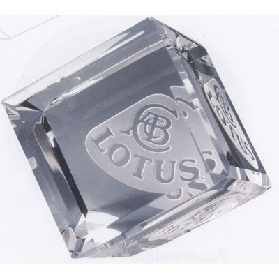 Select Grade Optical Crystal Standing Cube Paperweight (2¾"x2¾"x2¾")