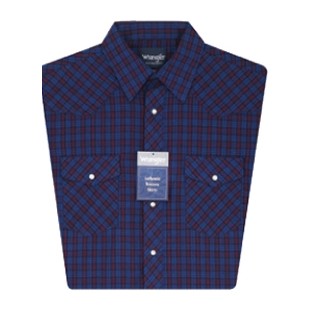 Wrangler® Men's Plaid Sport Western Snap Short Sleeve Shirt