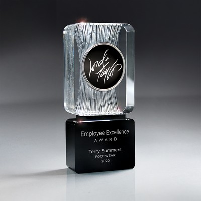 Carved Clear Crystal on Black Base w/Lasered Logo Medallion (Includes Silver Color-Fill)