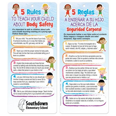 5 Rules To Teach Your Child About Body Safety Two-Sided English/Spanish Glancer - Personalized