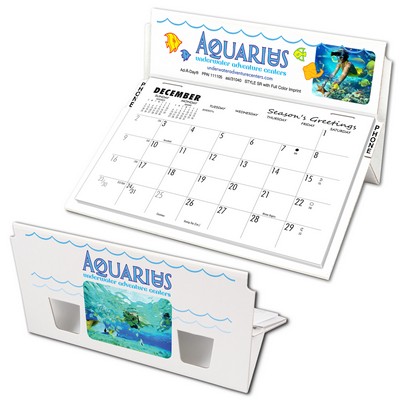 SR Rite-A-Date Desk Calendar, White, Full Color Imprint