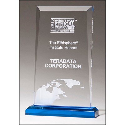 Apex Series Clear Acrylic Award w/Blue Highlights & Blue Base (5.5"x 8.75")