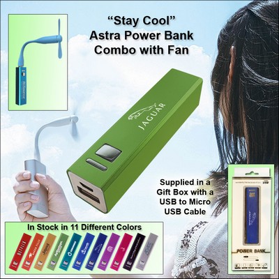 Green 2800 mAh Astra Power Bank Combo w/Fan