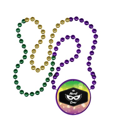 Mardi Gras Beads w/Inline Medallion (Purple, Green & Gold)