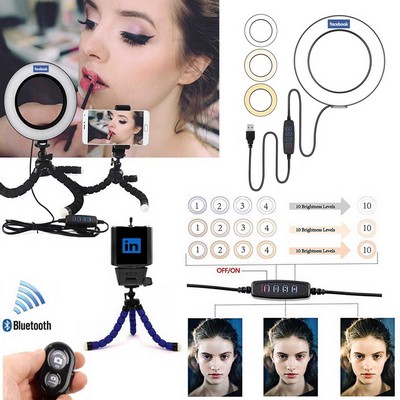 Kidder Ring Light + Tripod + Bluetooth Remote Shutter (Blue)