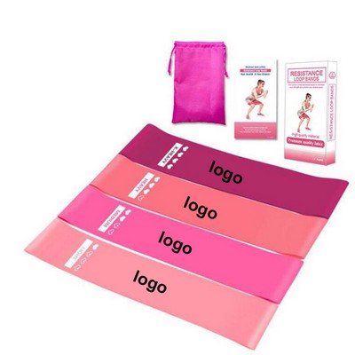 Pink Gradient Color Exercise Stretch Resistance Bands Set For Female