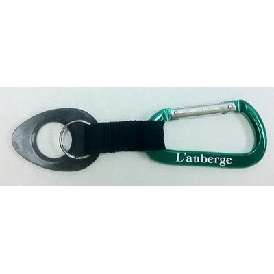 Green Carabiner w/Split Ring & Bottle Holder