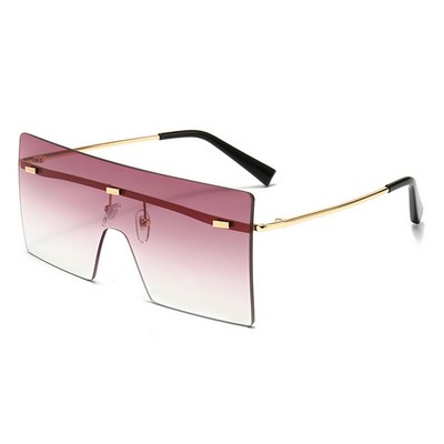 Oversized Rimless Square Sunglasses