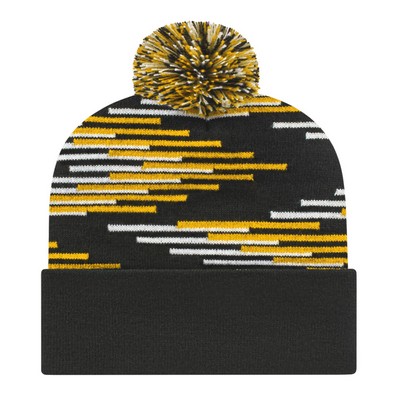 Cap America® USA Made Bar Knit Cap w/Pom