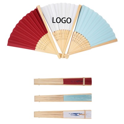 Bamboo Folding Hand Held Paper Fans