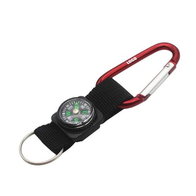 Carabiner Strap Key Chain With Compass