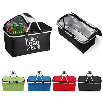 26L Collapsible Picnic Basket With Aluminium Handle