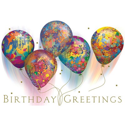 Spatter Painted Festive Balloons Greeting Card