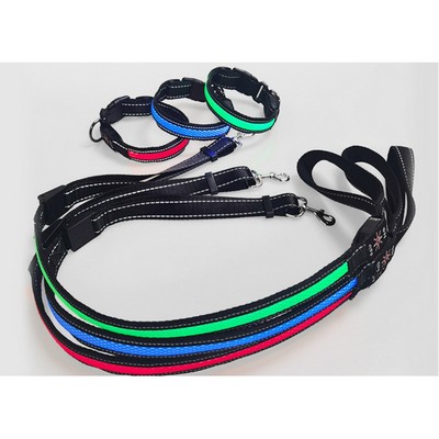 LED dog luminous collar,Pet Collar w/Stripe with Dog leash