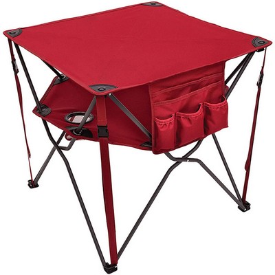 Folding Table with Cup Holders and Pockets