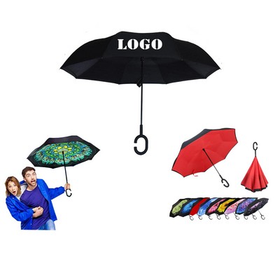 Windproof Inverted Reverse Umbrella With UV Protection