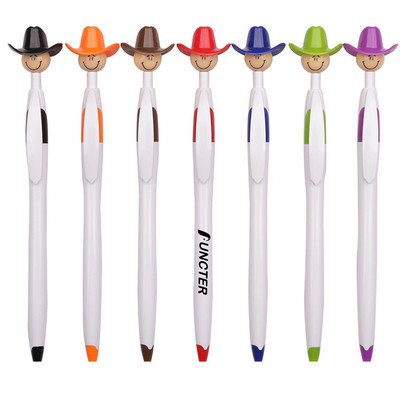 Cowboy Hat Smile Pen Retractable Ballpoint Pens For Kids Adults School Home Office Stationery Store