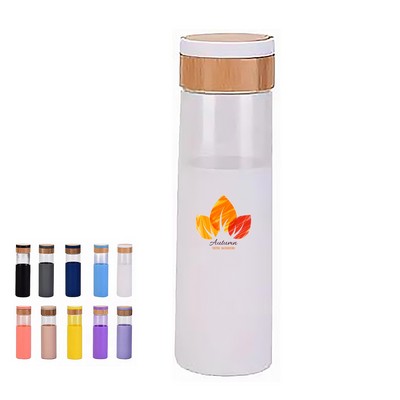 17 Oz. Glass Water Bottle W/Silicone Sleeve