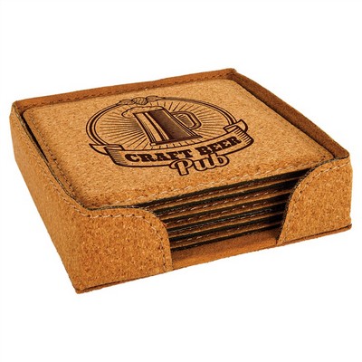 4" x 4" Square Cork 6-Coaster Set