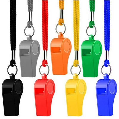 Sports Plastic Whistle w/Lanyard