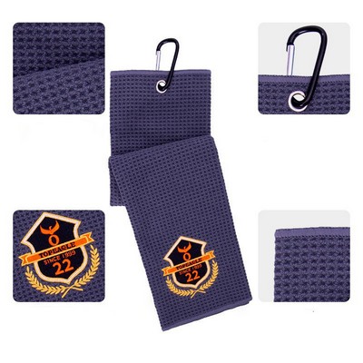 Custom Tri-fold Golf Towel With Carabiner