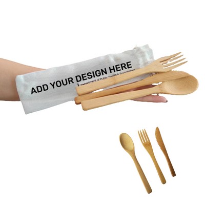 Bamboo Utensil Set With Bag