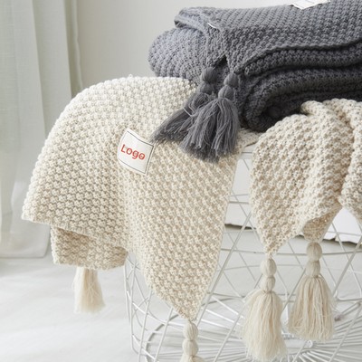 Soft Cozy Knit Blanket with Tassel 51 x 67"