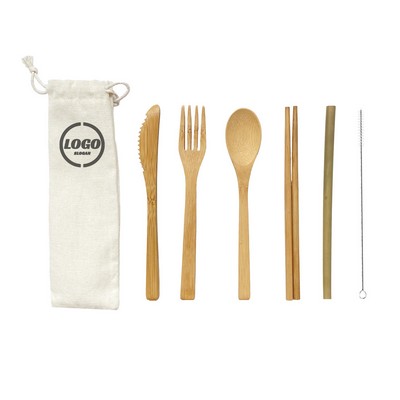 Bamboo Travel Cutlery Set For Camping