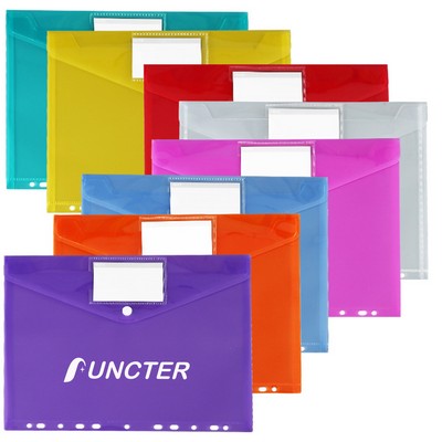 Clear Document Folder Plastic Envelope File Envelope with Label Pocket