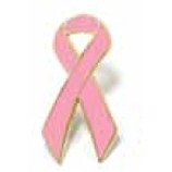 Metal Awareness Ribbon Lapel Pin (Pink)