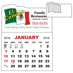 1 Month View Adhesive Calendar Pad w/Wavy Top