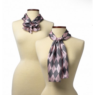 Pink Argyle Silk Scarf (8"x45")