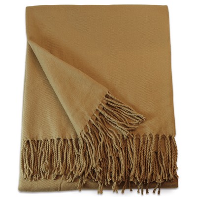 Camel Brown Acrylic Throw Blanket