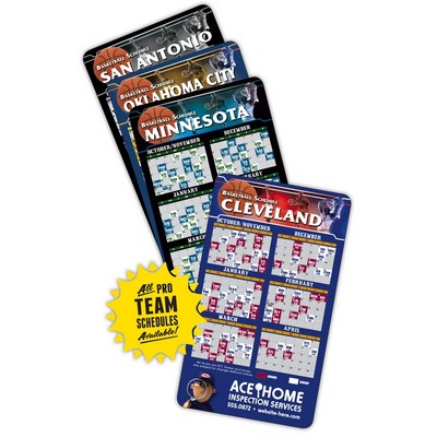 Magnet Sport Schedules - 3.5x6 Basketball Round Corners - 25 mil.