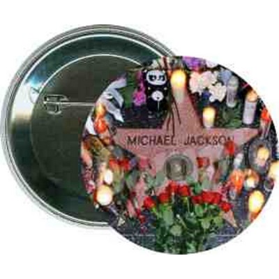 Music - MJ, Hollywood Star with Flowers - 2 1/4 Inch Round Button