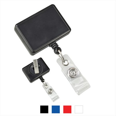 Rectangle Badge Reel with Clear Vinyl Strap