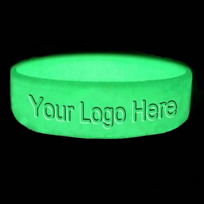 1" Glow-in-the-Dark Debossed Silicone Wristbands