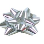 Silver 1 3/8" Diameter Super Glitter Mini Star Bow (1/4" Ribbon)