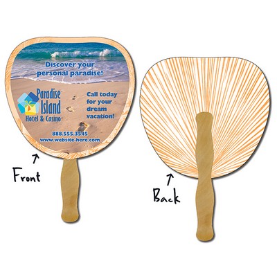 Hand Fan - 8.875x8.375 Palm/Leaf Shaped Laminated - 14 pt.