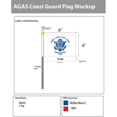 Coast Guard Stick Flags 4x6 inch