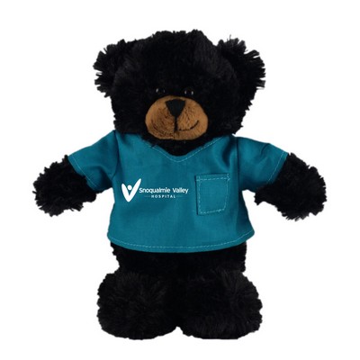 Soft Plush Stuffed Black Bear in scrub shirt