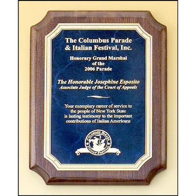 Walnut Stained Piano Finish Plaque with Brass Plate (9" x 12")