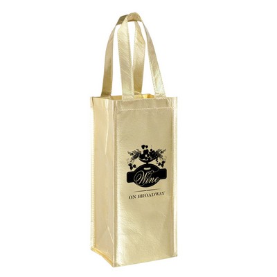 Metallic Vineyard Collection - 1 Bottle Laminated Non-Woven Wine Tote Bag